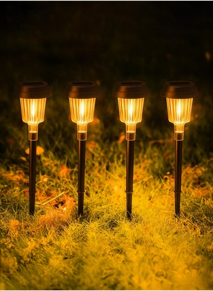 مودي 4 مصابيح أرضية تعمل بالطاقة الشمسية للحديقة، مصابيح LED بيضاء دافئة للممرات، مقاومة للماء، إضاءة ديكورية للمناظر الطبيعية للفناء والممرات والباحات الخارجية - Image 1